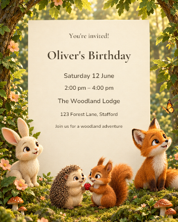 Woodland Storybook invitation